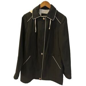 Braetan Hooded Rain All Weather Black And Tan Jacket Size M